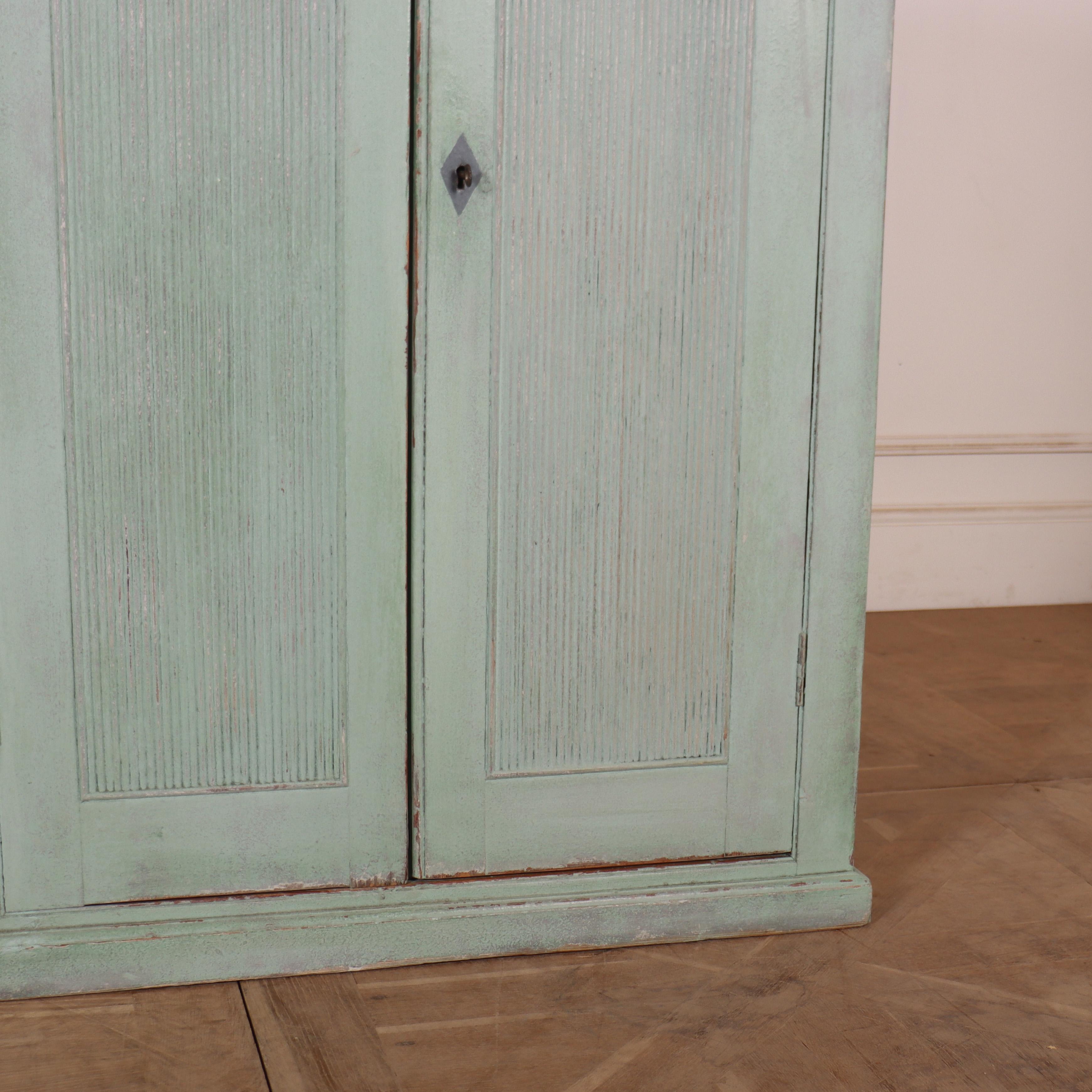 19th Century English Painted Linen Cupboard