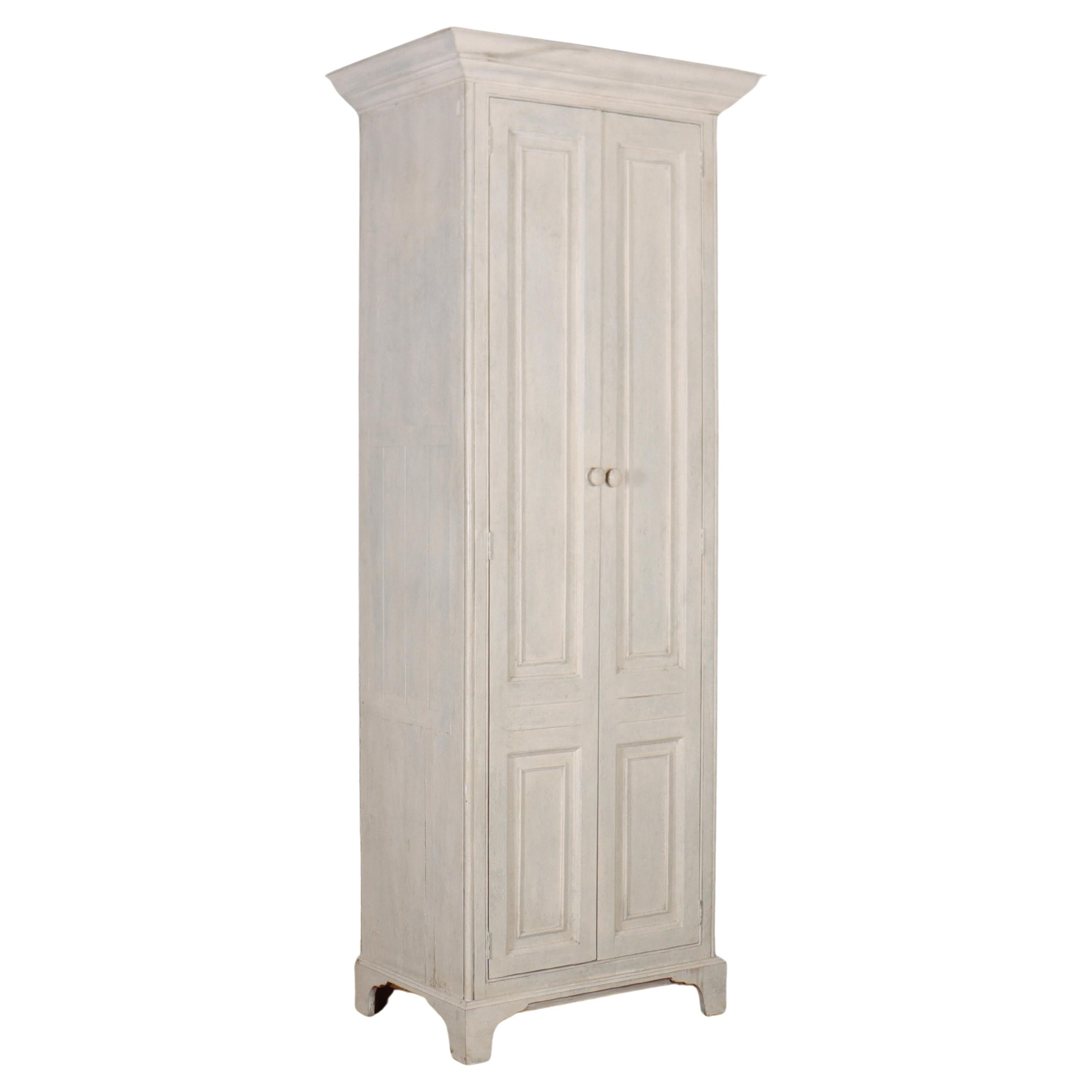 English Painted Linen Cupboard For Sale