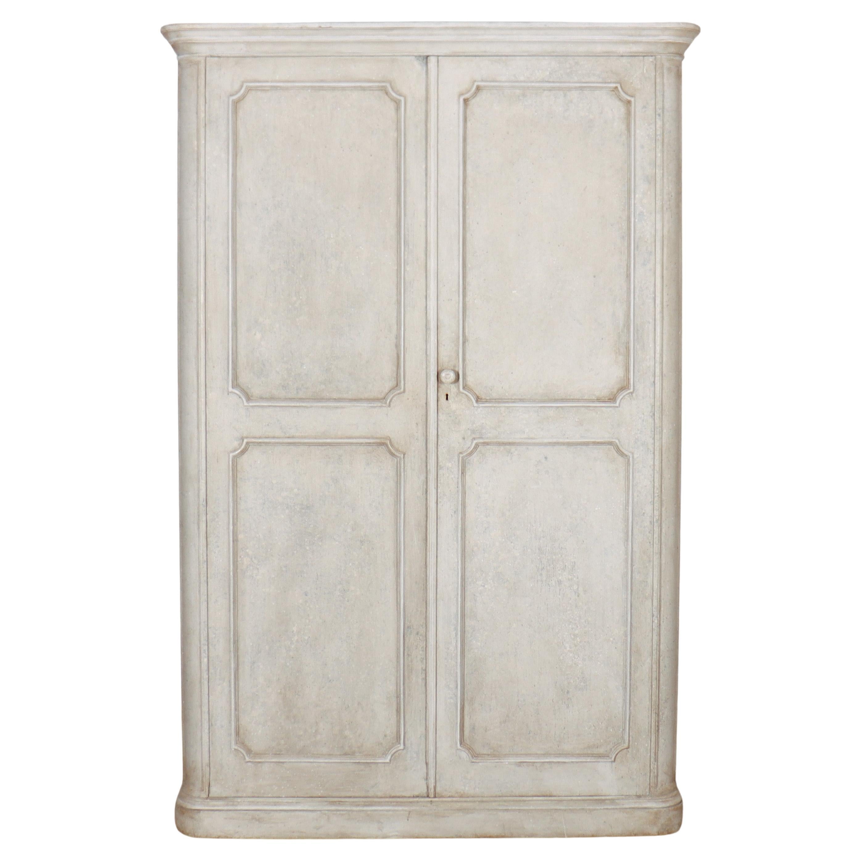 English Painted Linen Cupboard