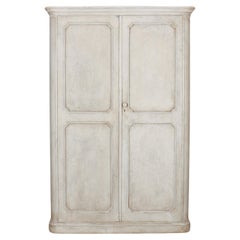 Antique English Painted Linen Cupboard