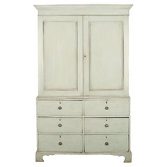 English Painted Linen Cupboard