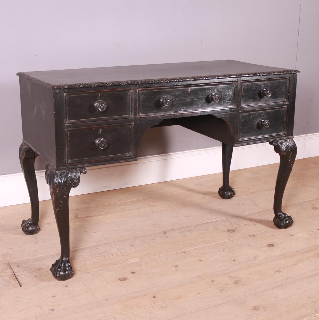 Victorian English Painted Oak Kneehole Desk