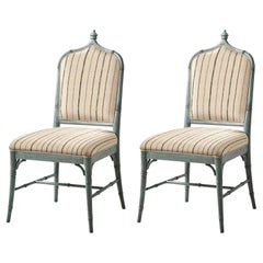 English Painted Oak Luxury Dining Chairs (Set of 2)