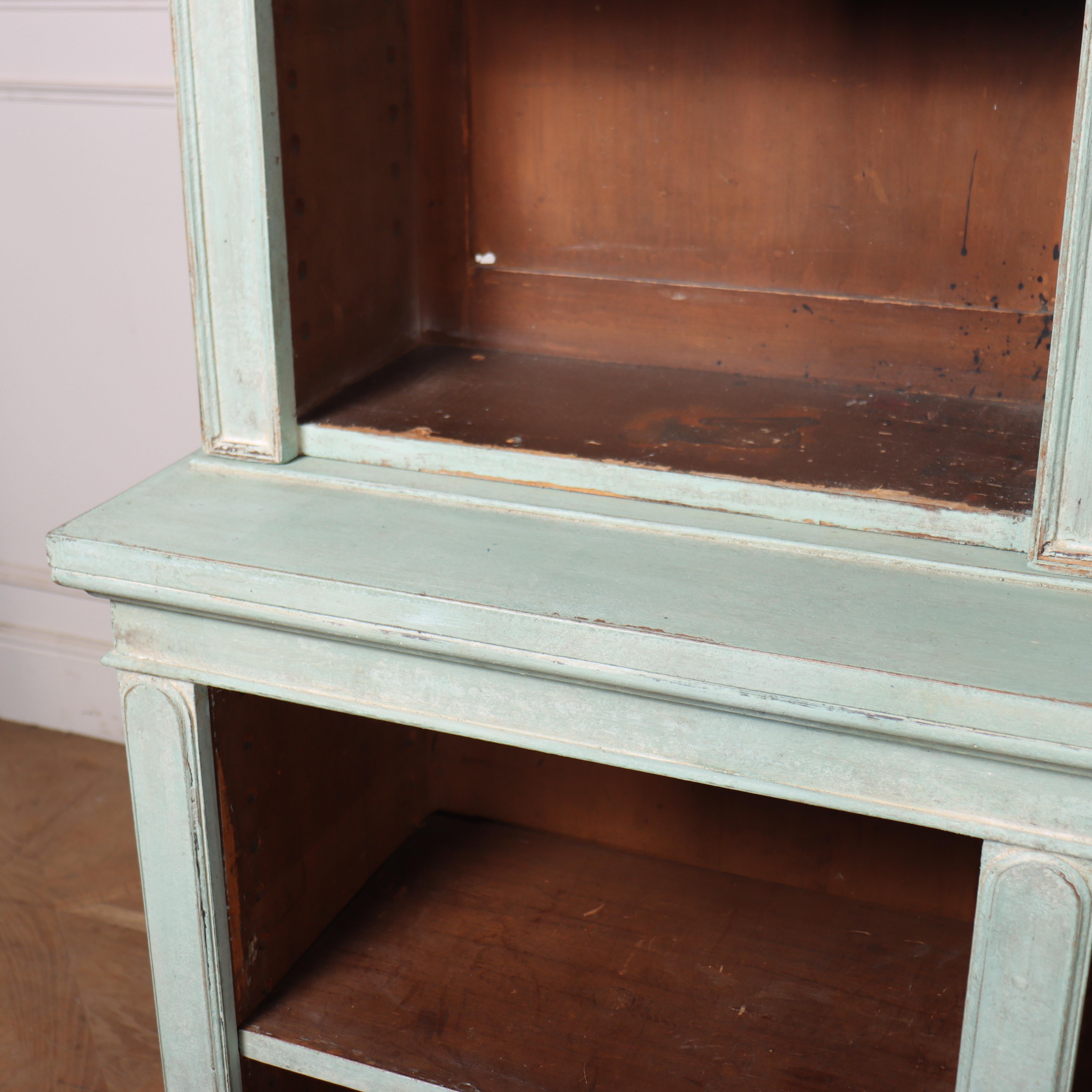 19th Century English Painted Open Bookcase For Sale