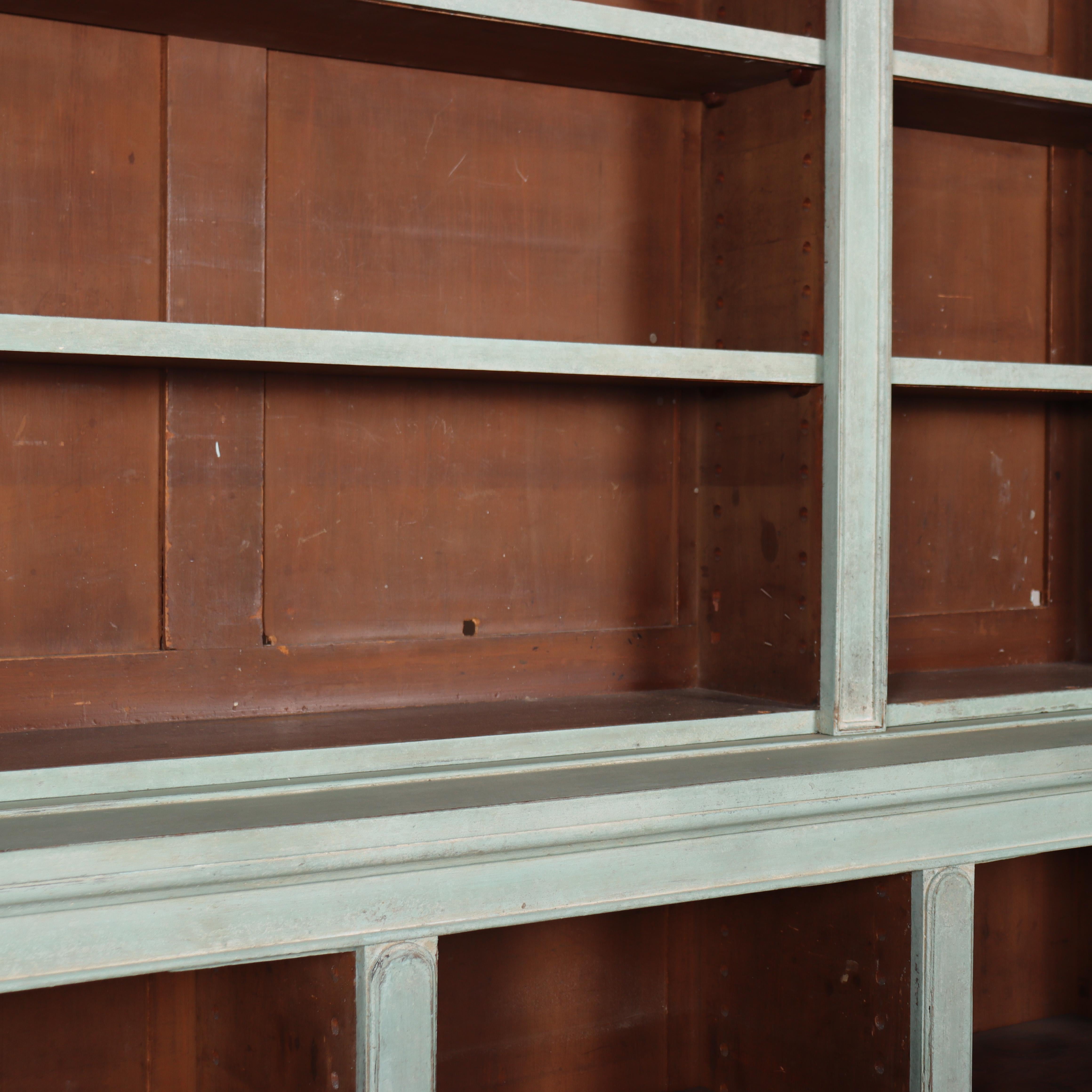 Pine English Painted Open Bookcase For Sale