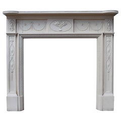Vintage English Painted Pine And Composition Fire Surround