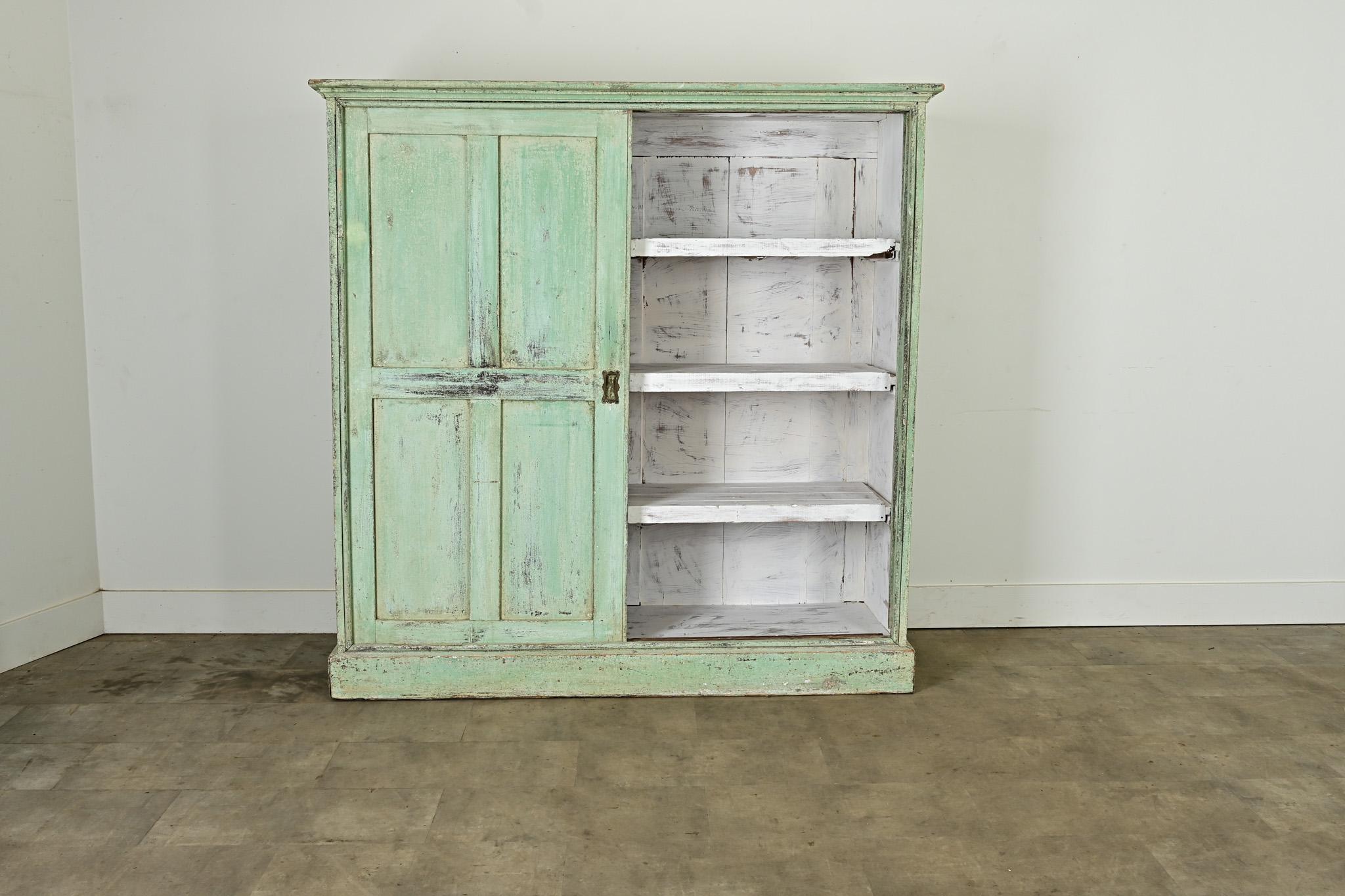 Carved English Painted Pine Larder
