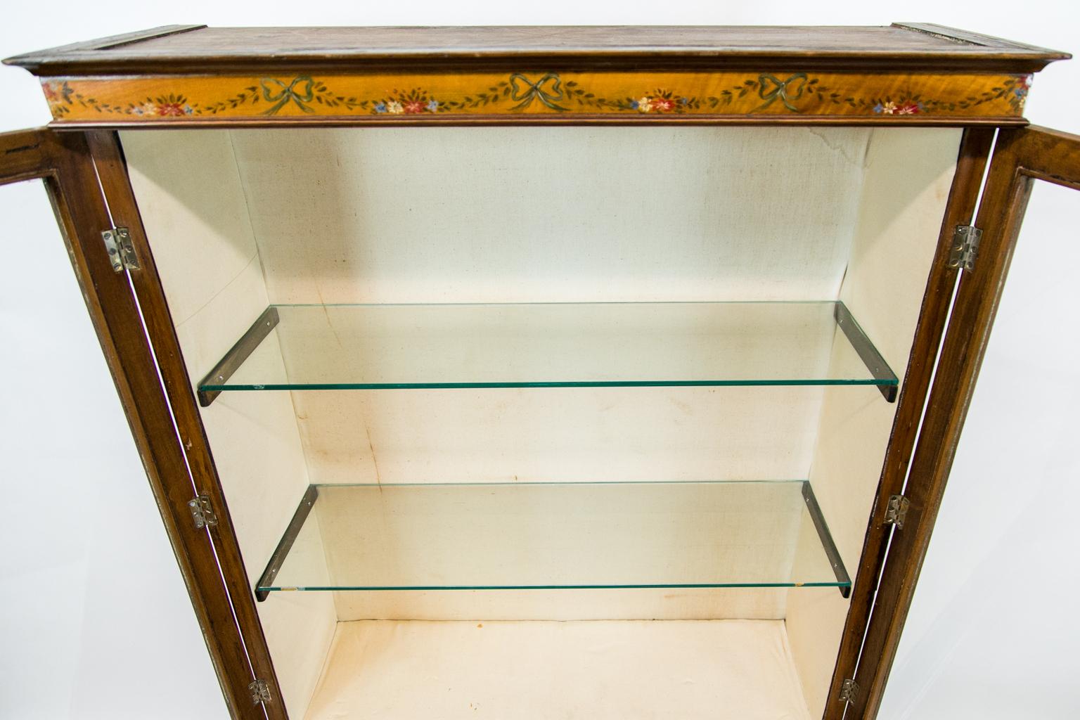 English Painted Satinwood Display Case For Sale 5