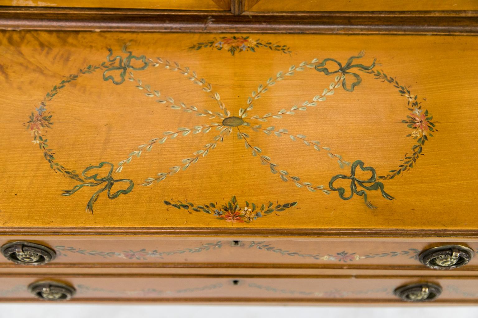 Early 20th Century English Painted Satinwood Display Case For Sale