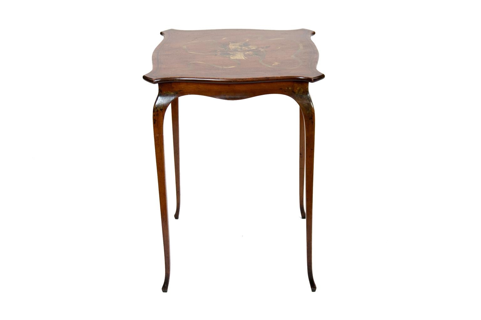 English Painted Satinwood Occasional Table For Sale 4