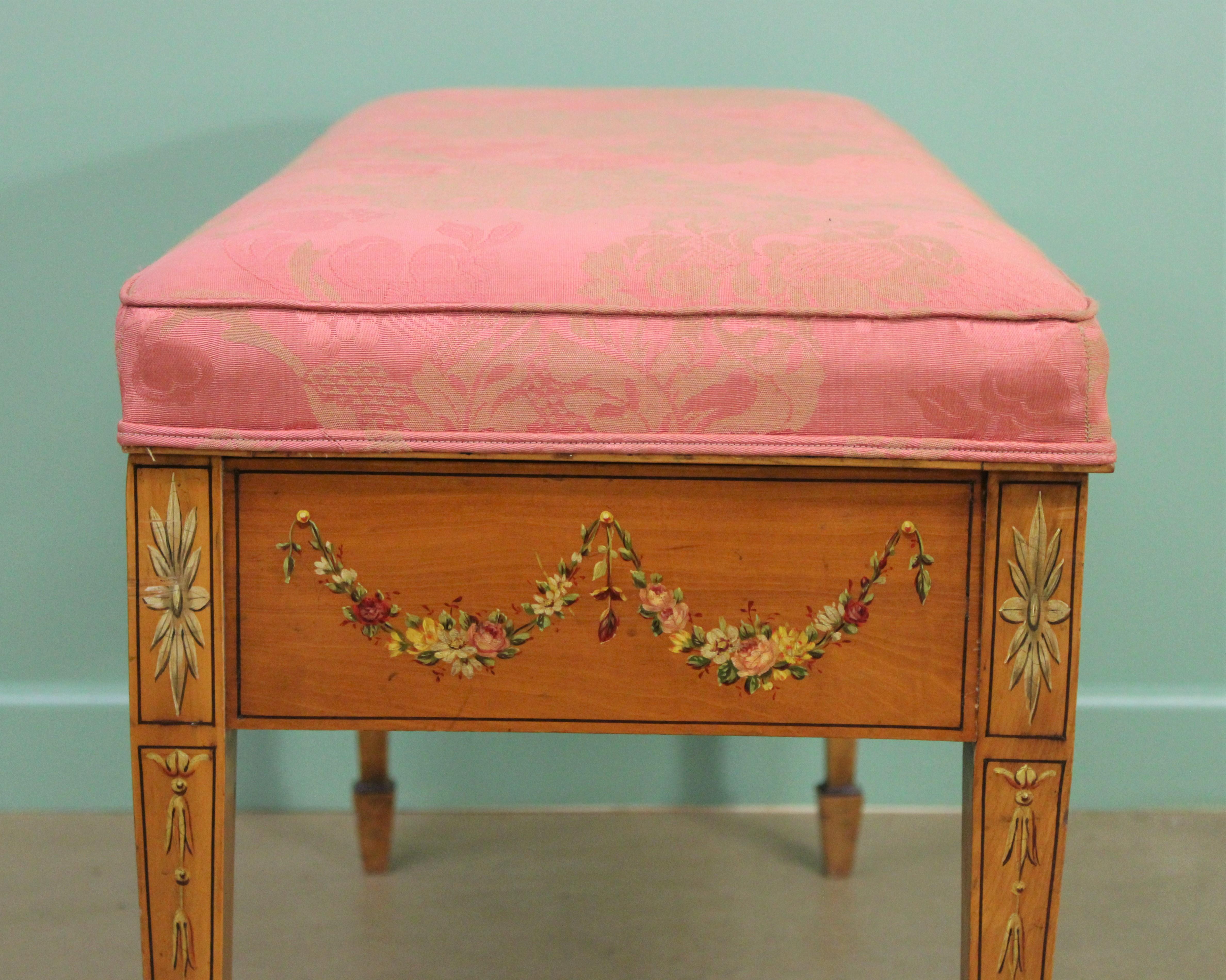 English Painted Satinwood Piano Duest Stool 7