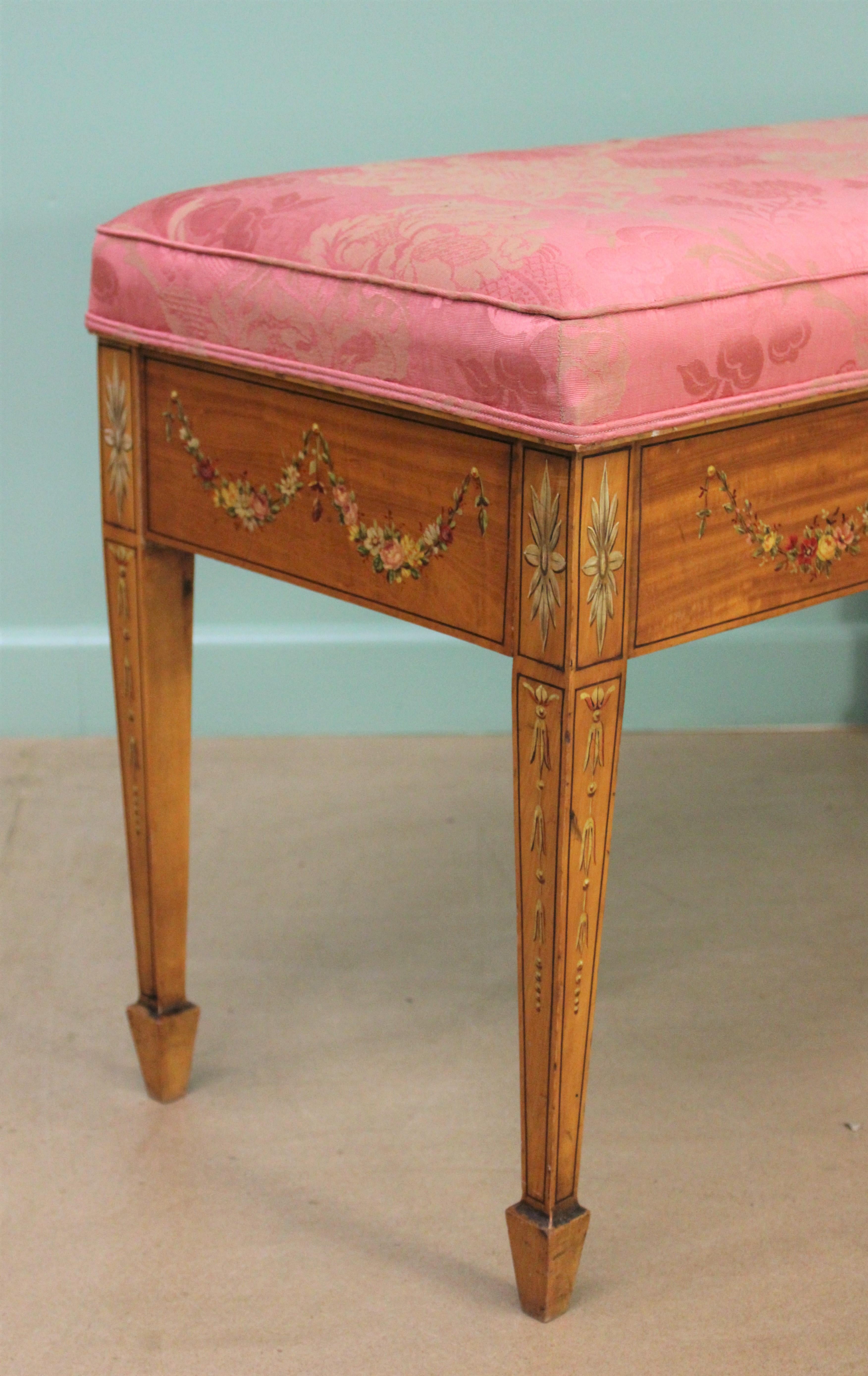 English Painted Satinwood Piano Duest Stool 2