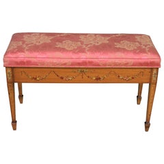 English Painted Satinwood Piano Duest Stool