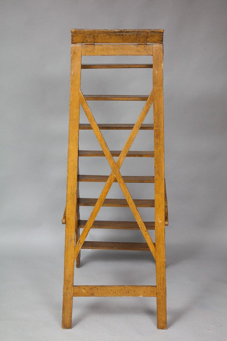 English Painted Scalloped Library Ladder 4