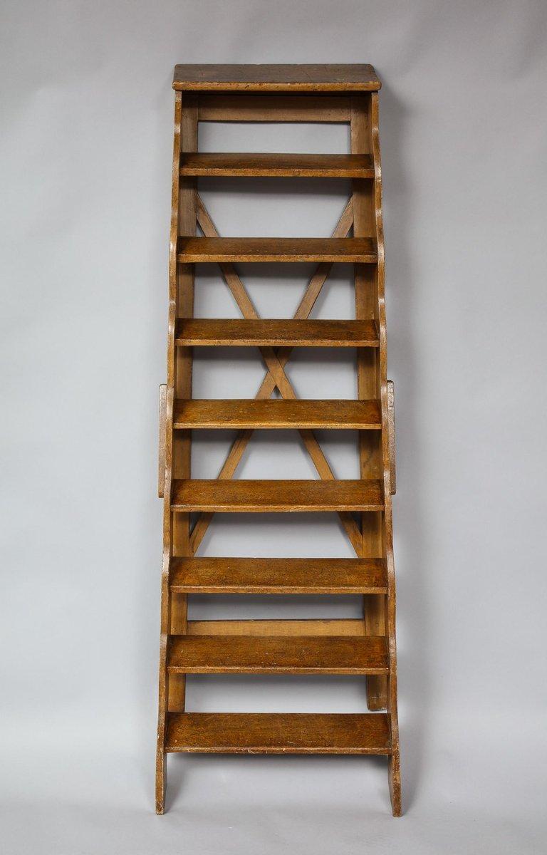 English Painted Scalloped Library Ladder 1