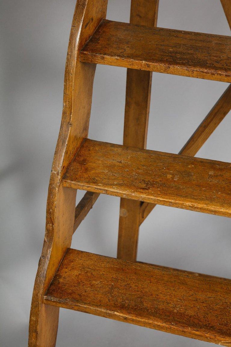 English Painted Scalloped Library Ladder at 1stDibs