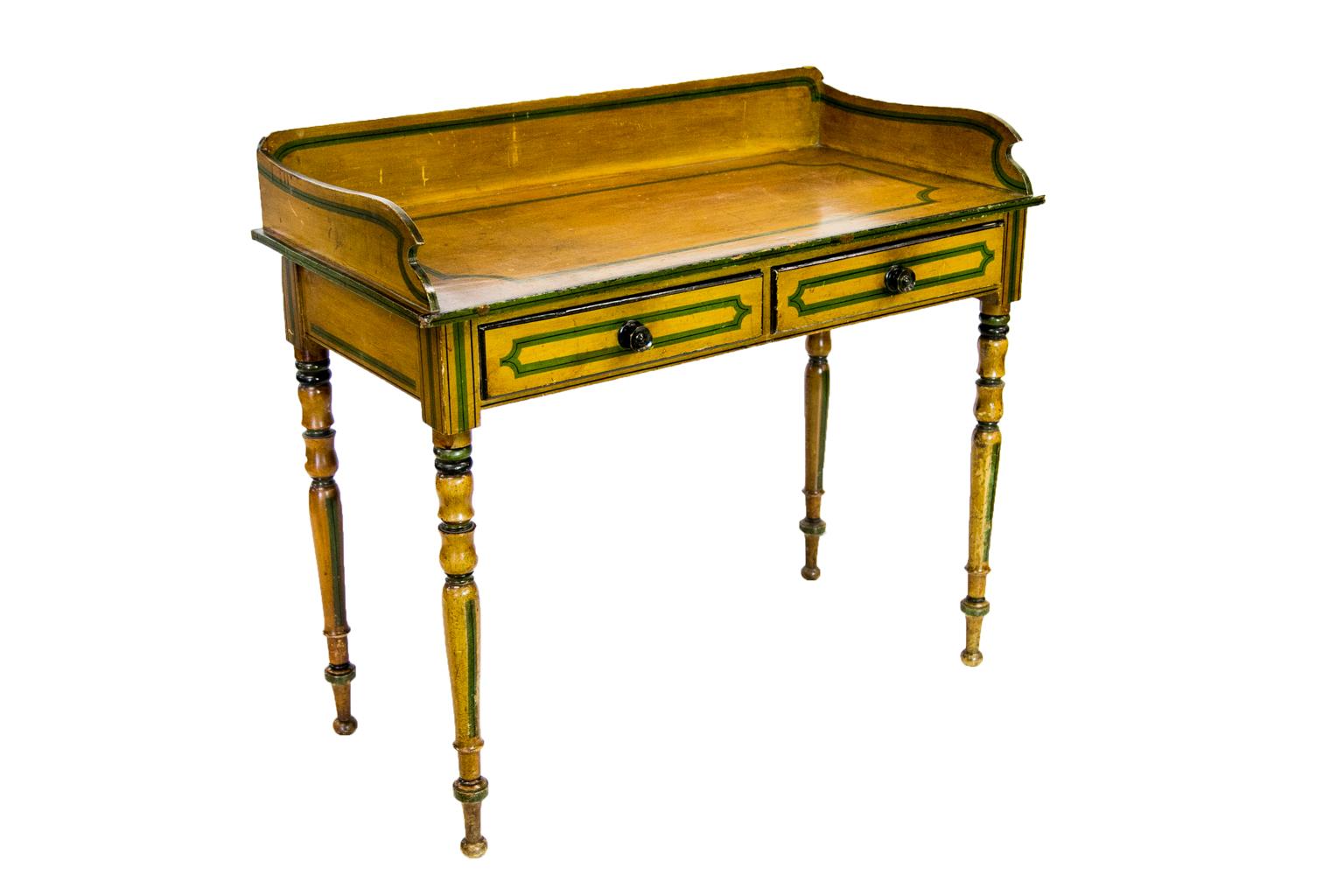 Brass  English Painted Serving Table For Sale