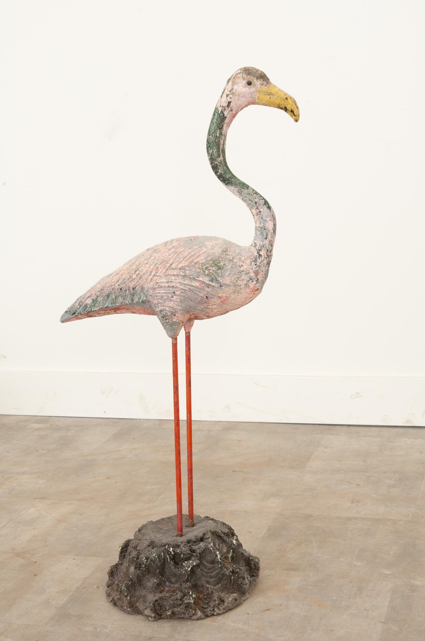 English Painted Stone Flamingo 2