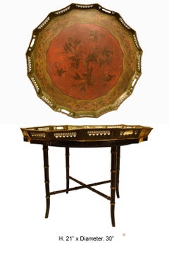 English Painted Tole Tray Table, 19th Century