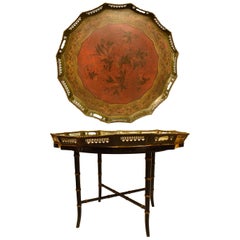English Painted Tole Tray Table, 19th Century
