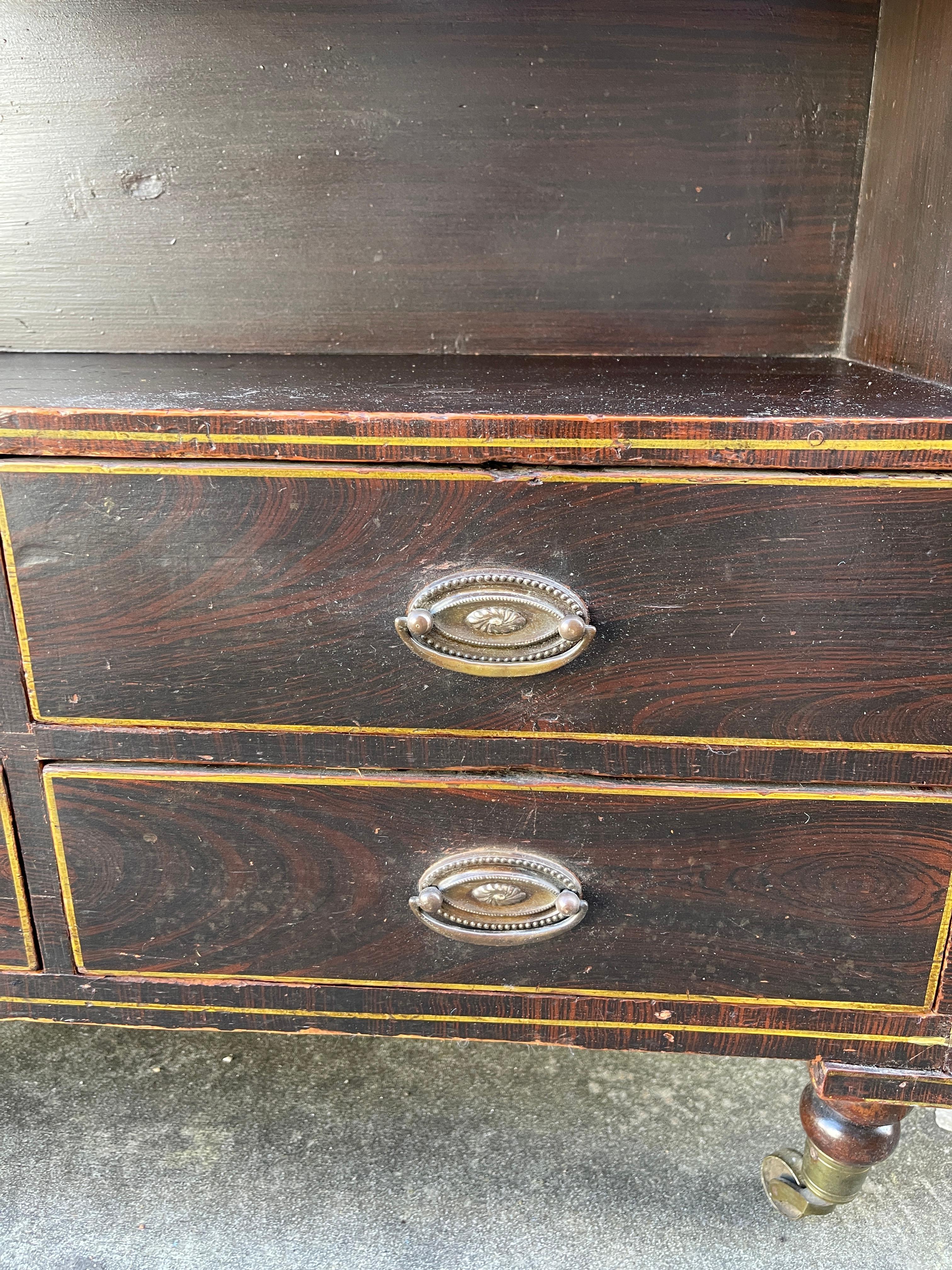 Hand-Painted English Painted Waterfall Form Bookcase 19th Century