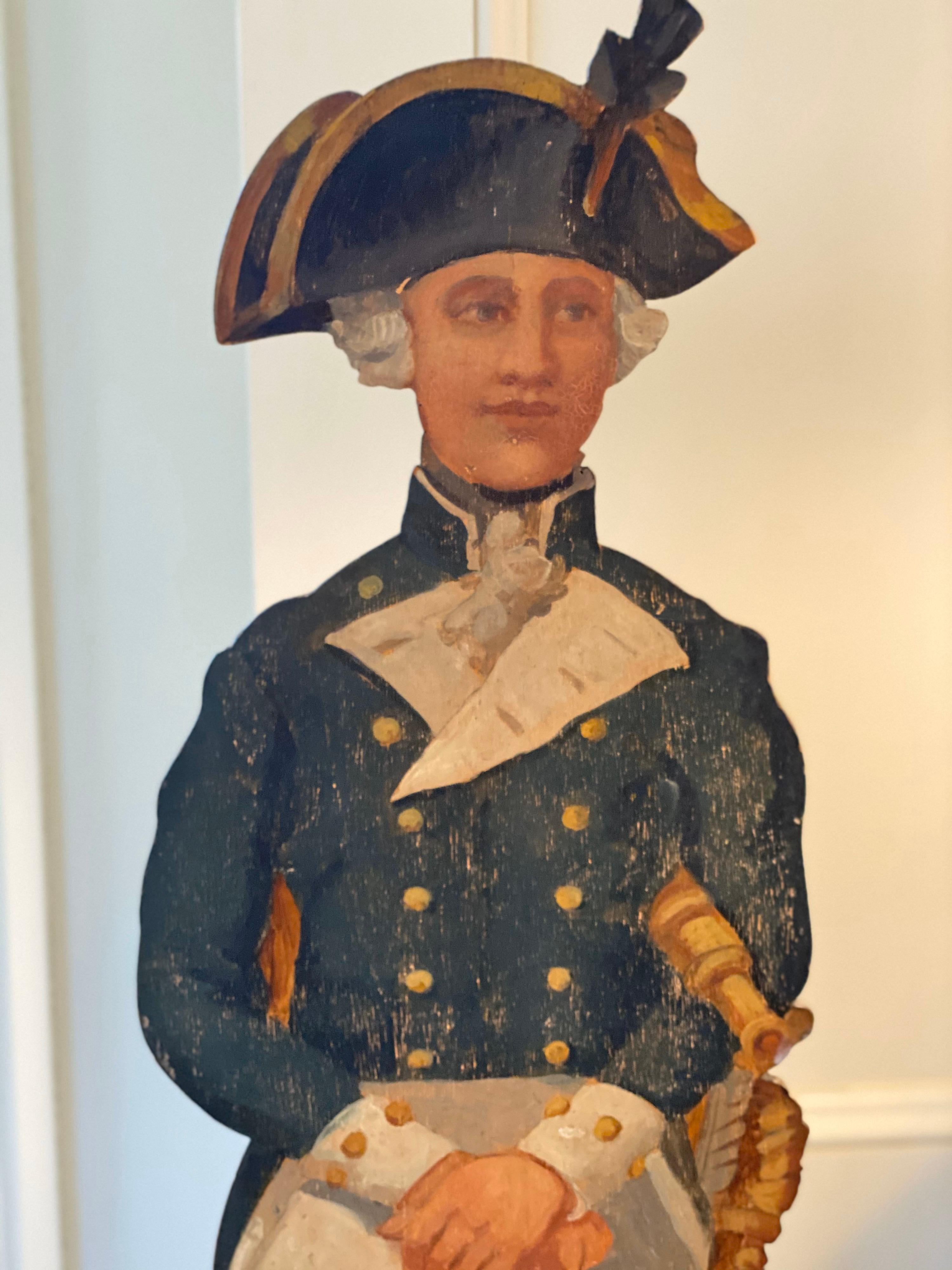 19th Century English Painted Wood Dummy Board Depicting a Royal Navy Lieutenant For Sale