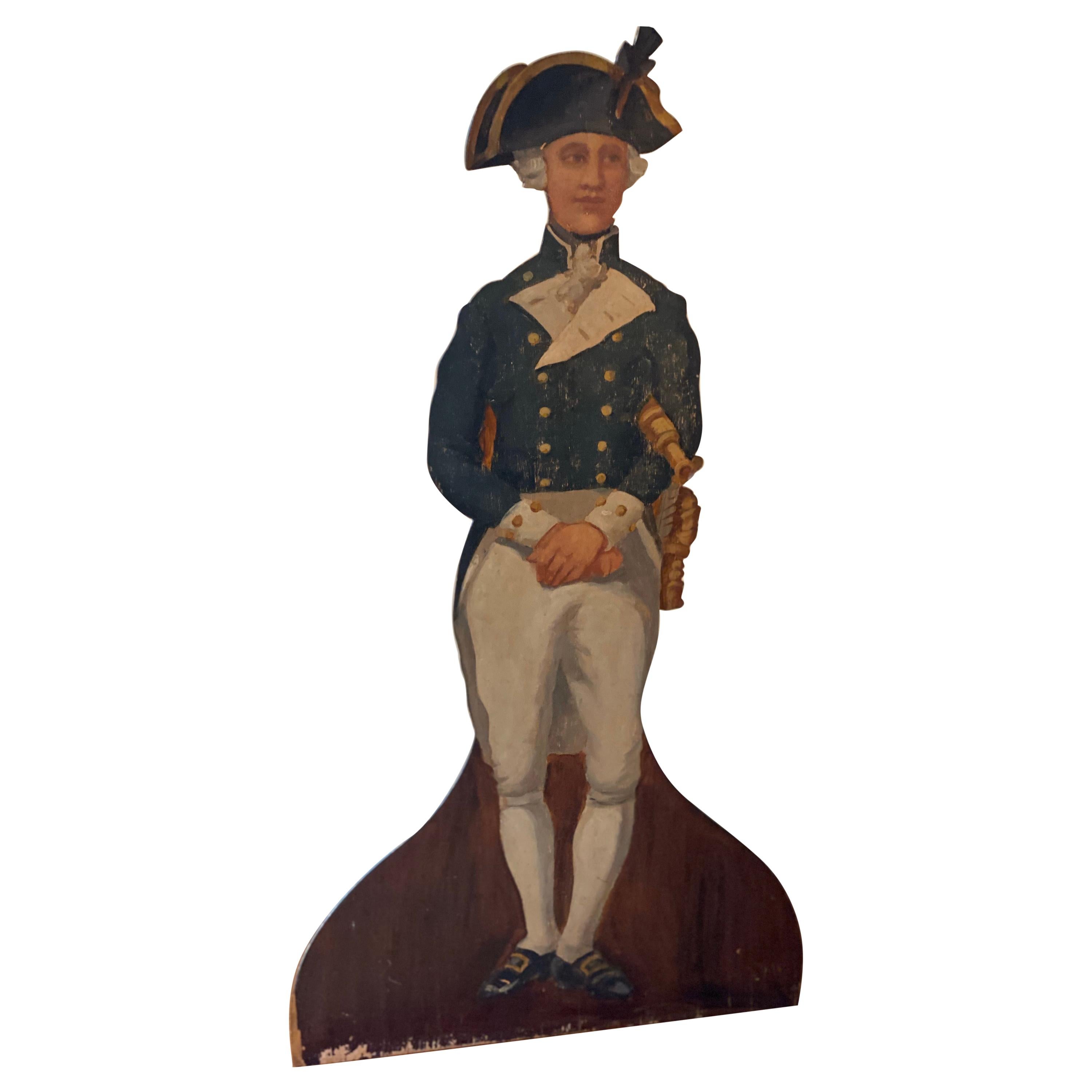 English Painted Wood Dummy Board Depicting a Royal Navy Lieutenant For Sale