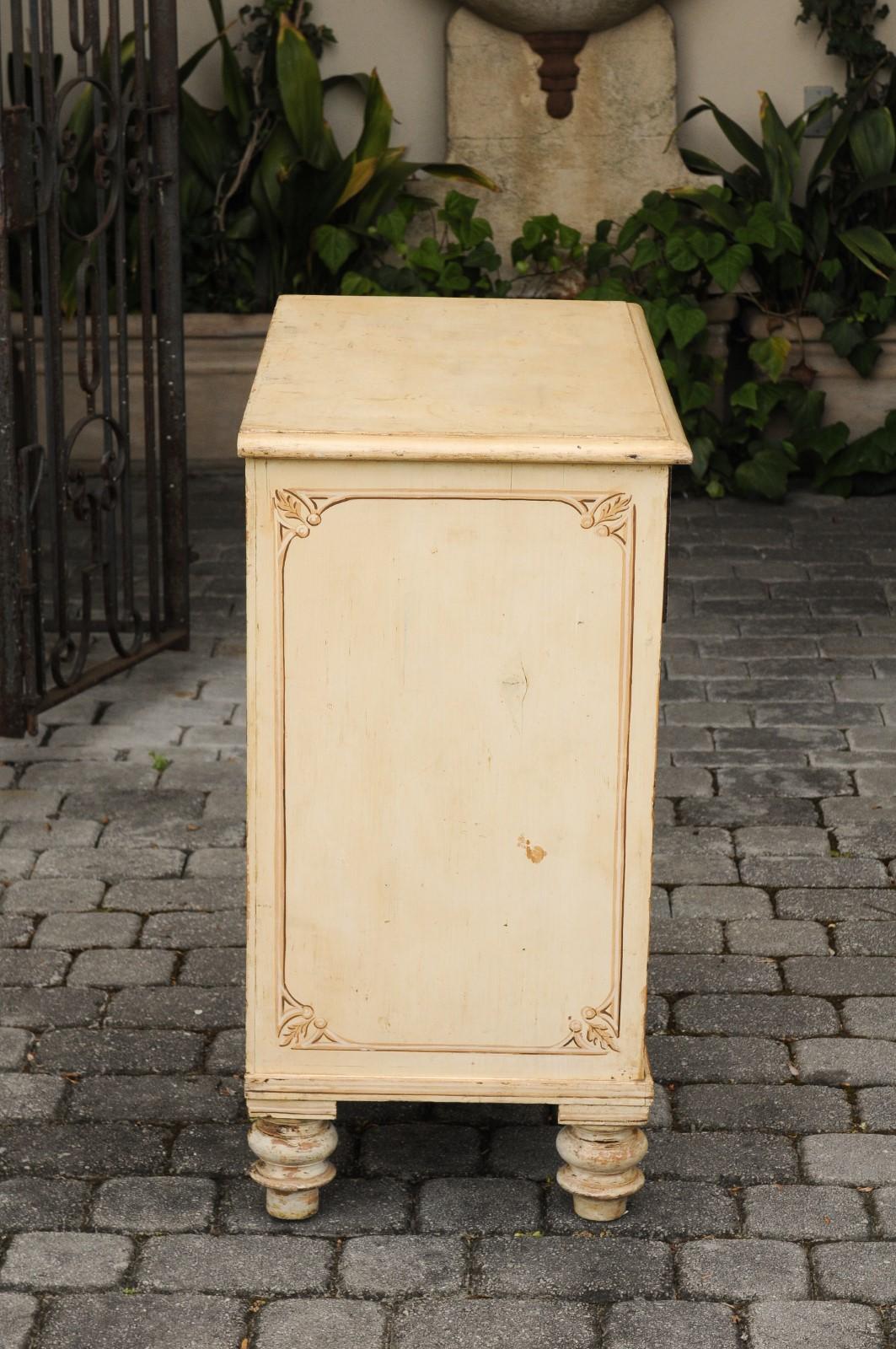 English Painted Wood Four-Drawer Commode with Scrollwork Motifs, circa 1880 For Sale 5