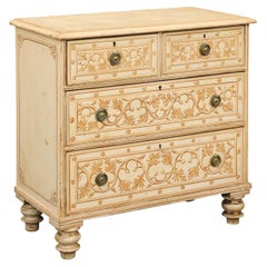 English Painted Wood Four-Drawer Commode with Scrollwork Motifs, circa 1880