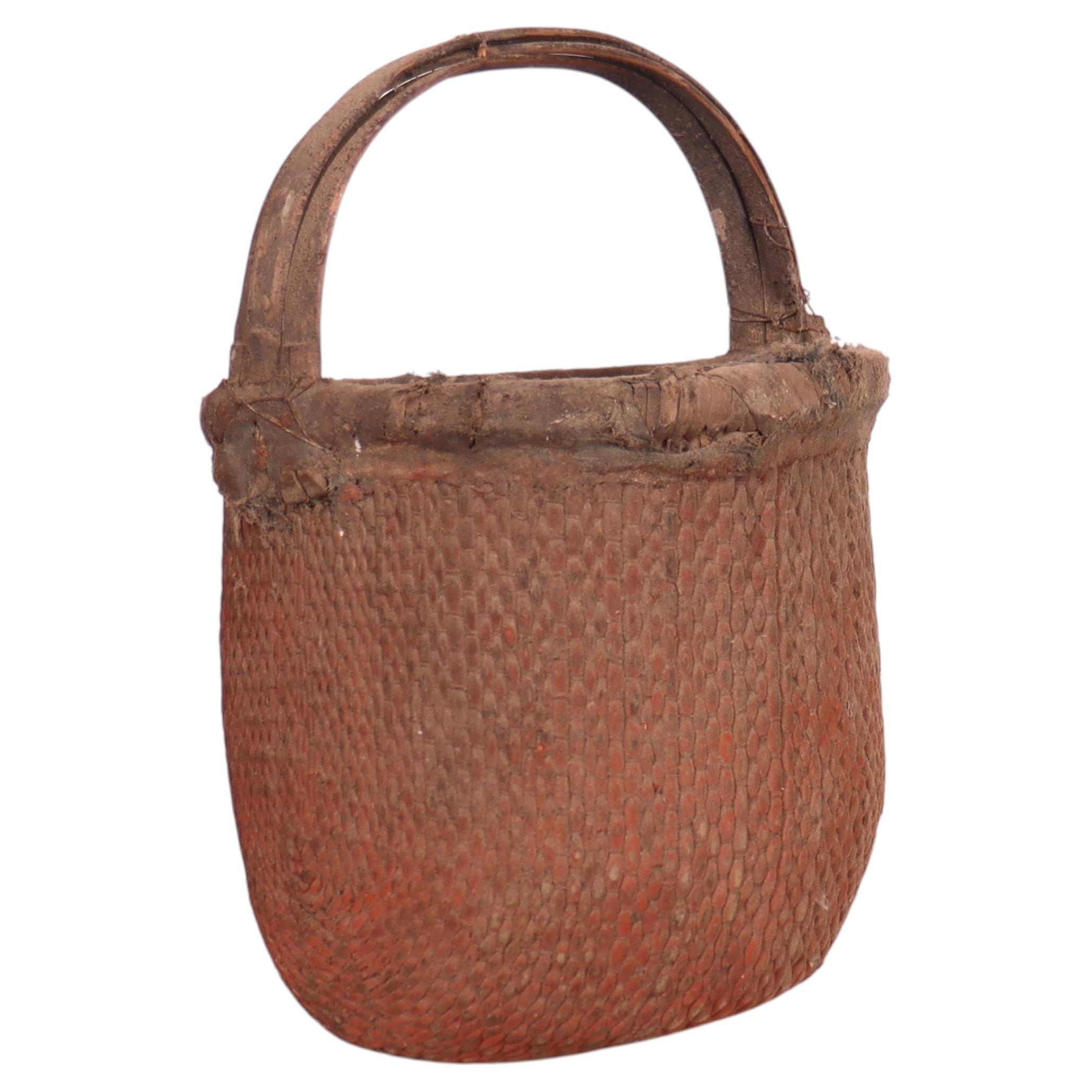 English Painted Woven Basket For Sale