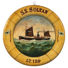 English Painting of the S. S. Soltan Steamship Signed G. Macey