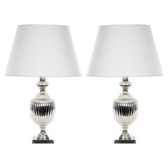 English Pair Mid-20th Century Silver Plate Table Lamp