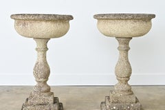 Pareja inglesa de maceteros de piedra fundida del siglo XIX