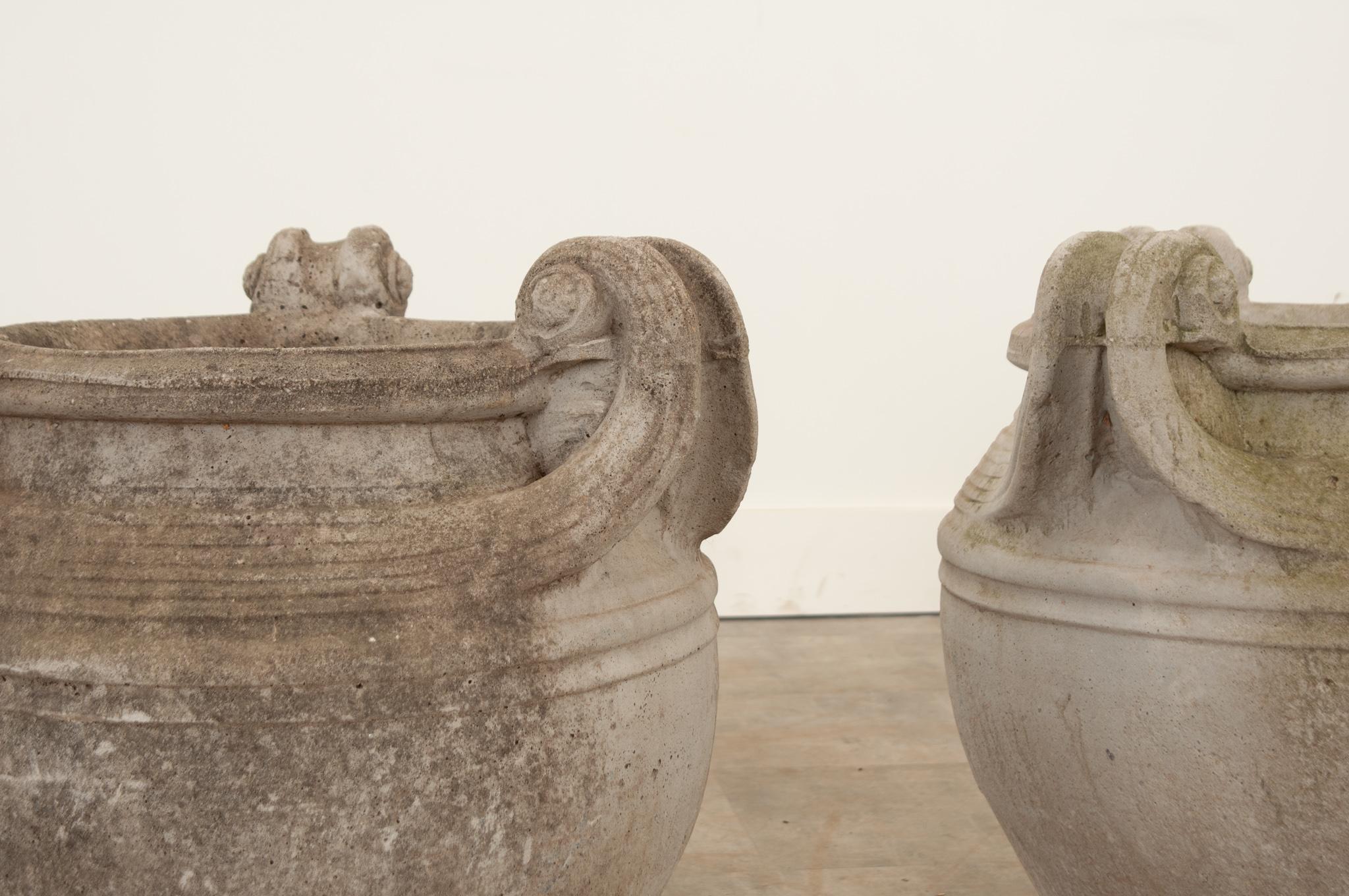 English Pair of 19th Century Stone Planters For Sale 8