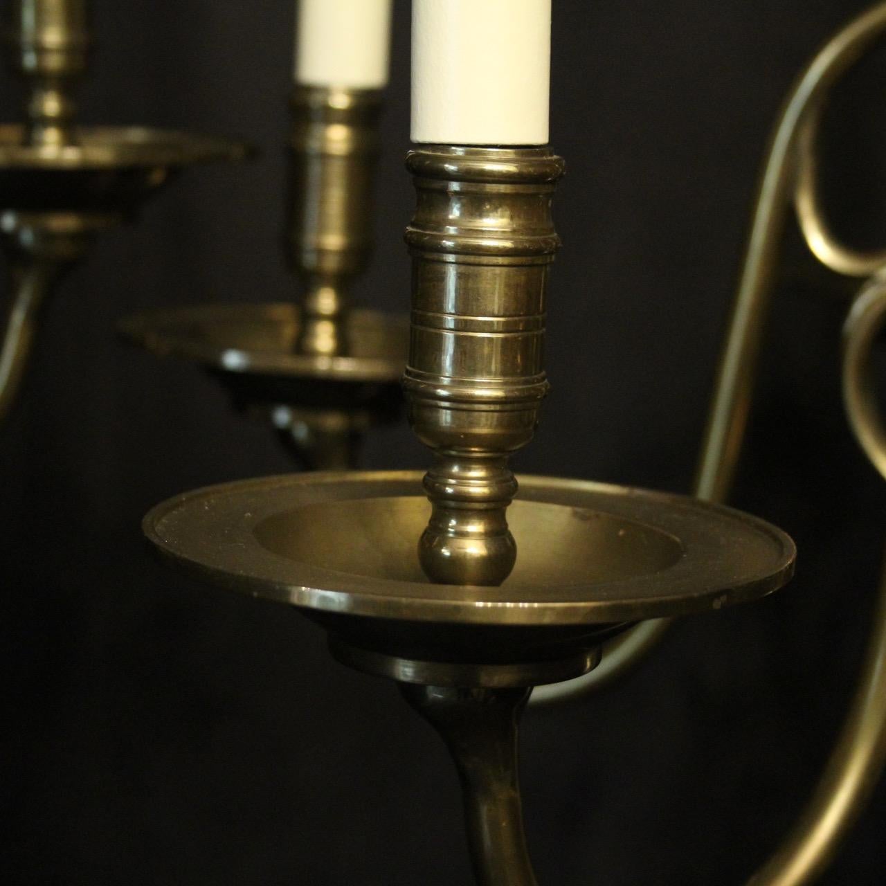 English Pair of 6-Light Bronze Antique Chandeliers In Good Condition For Sale In Chester, GB