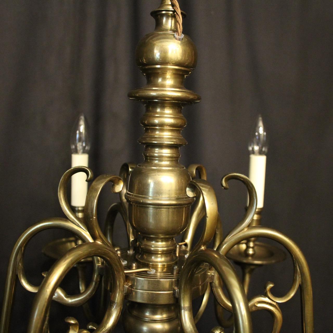 English Pair of 6-Light Bronze Antique Chandeliers For Sale 3