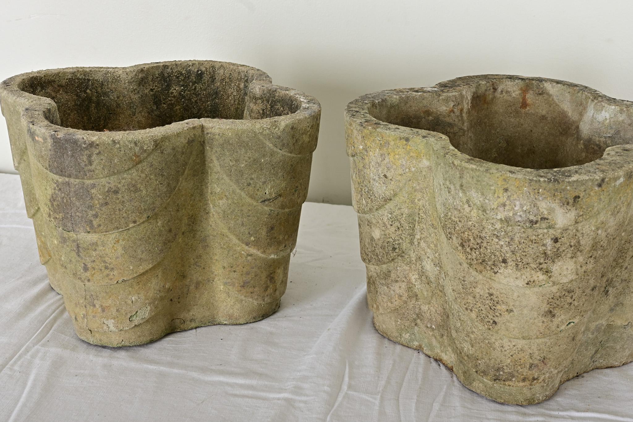 Concrete English Pair of Art Deco Planters For Sale