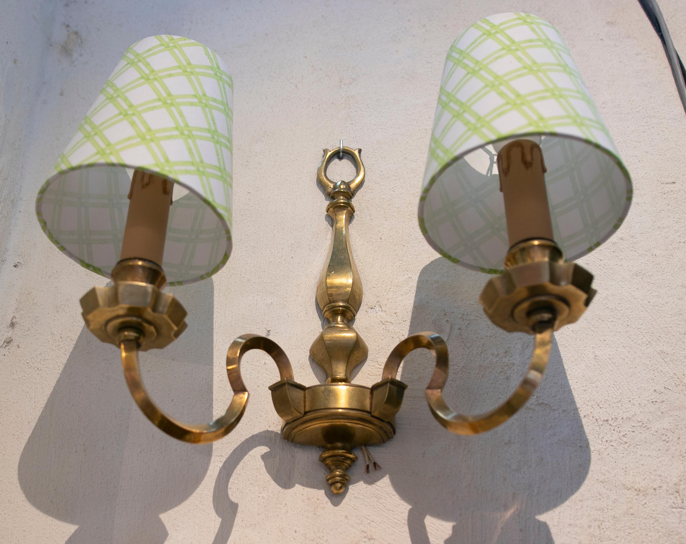 English Pair of Brass Wall Sconces 5