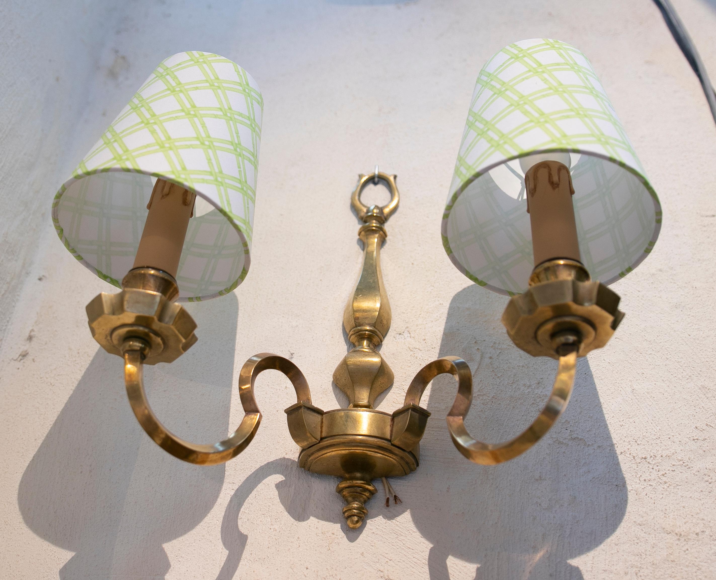 English Pair of Brass Wall Sconces 6