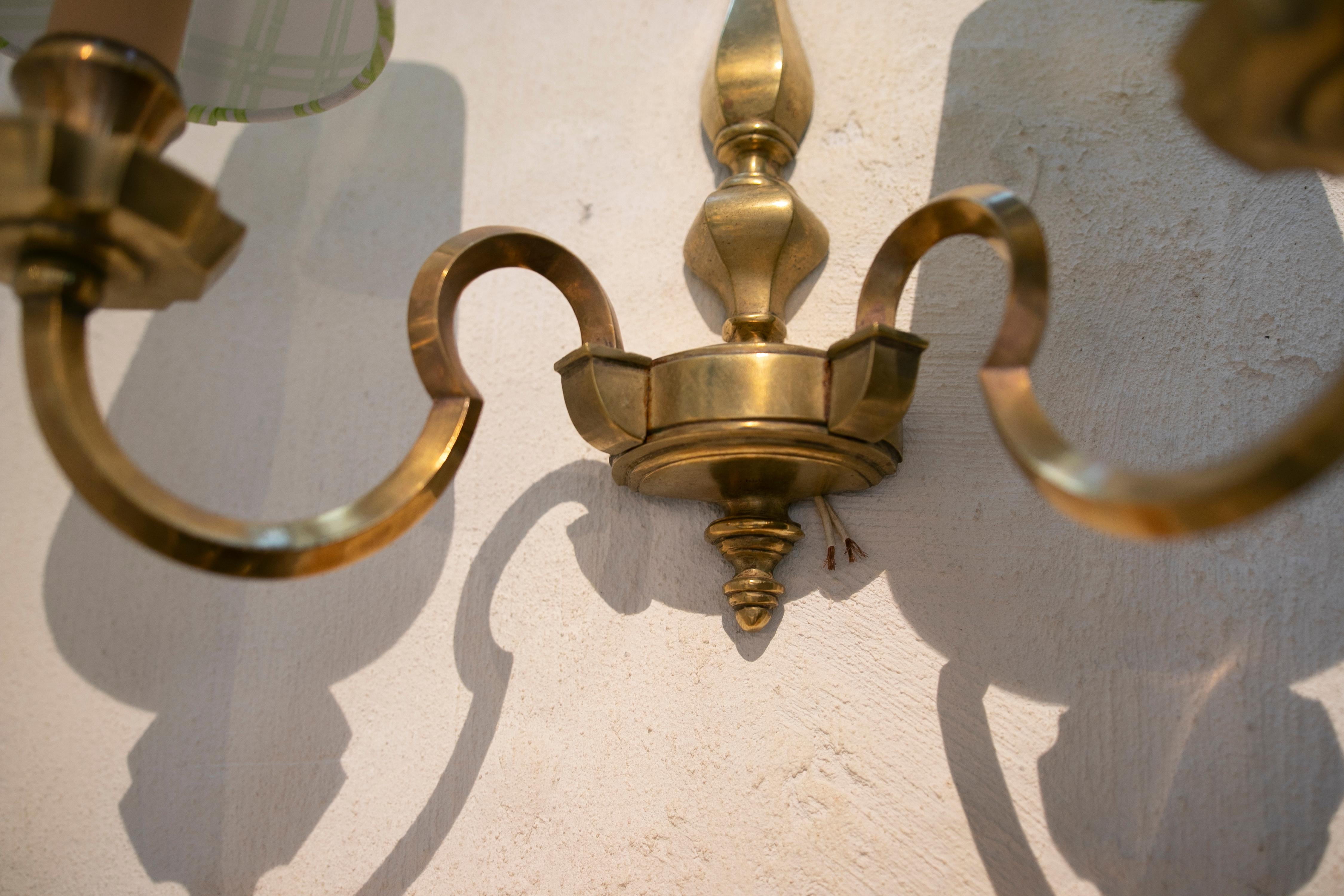 20th Century English Pair of Brass Wall Sconces