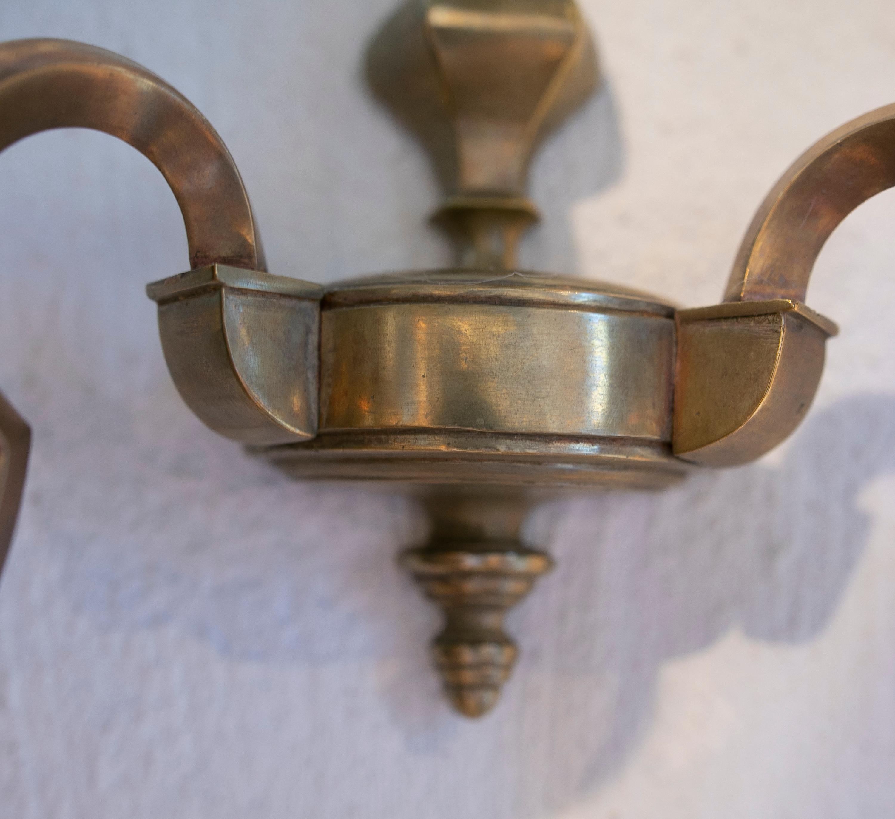 English Pair of Brass Wall Sconces 2