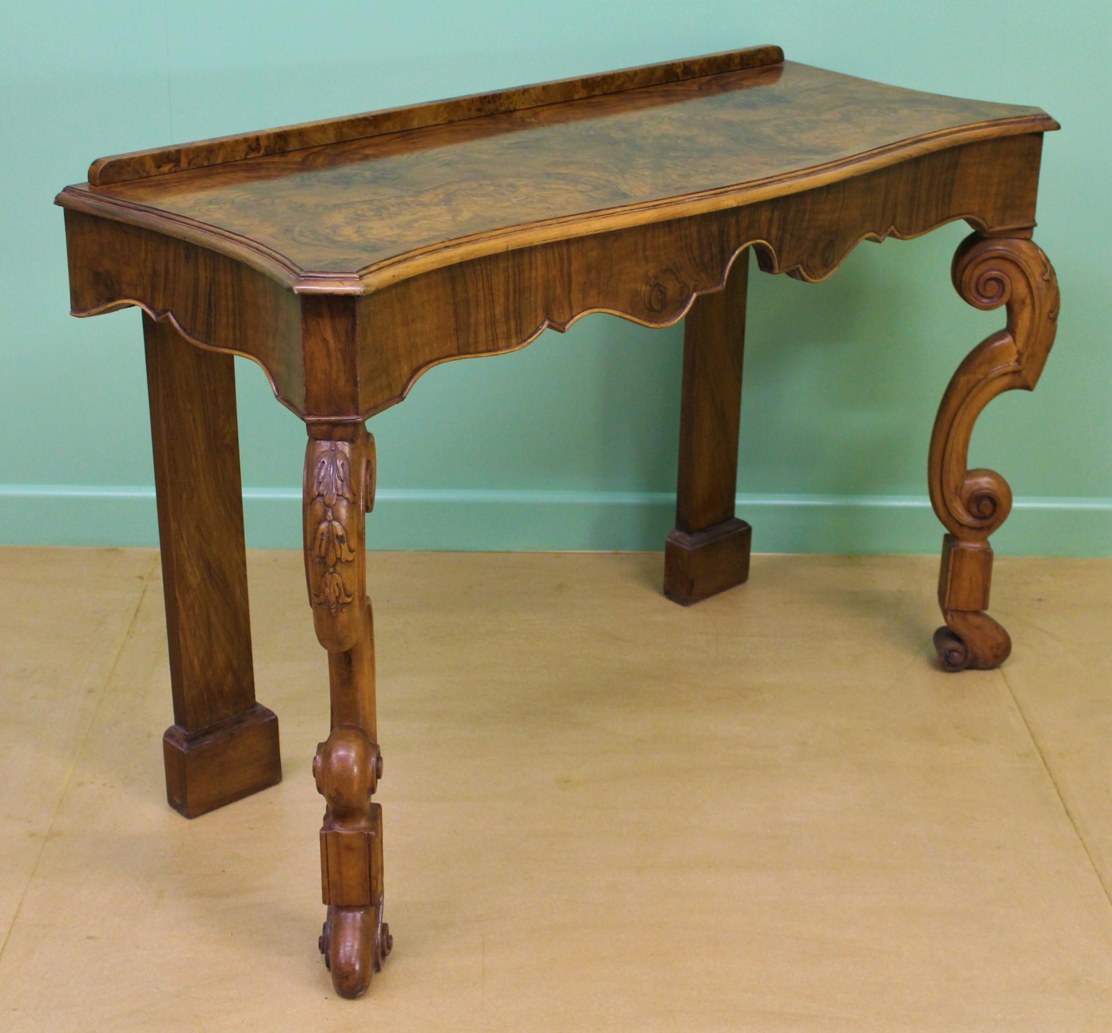 English Pair of Burr Walnut Console Tables 9