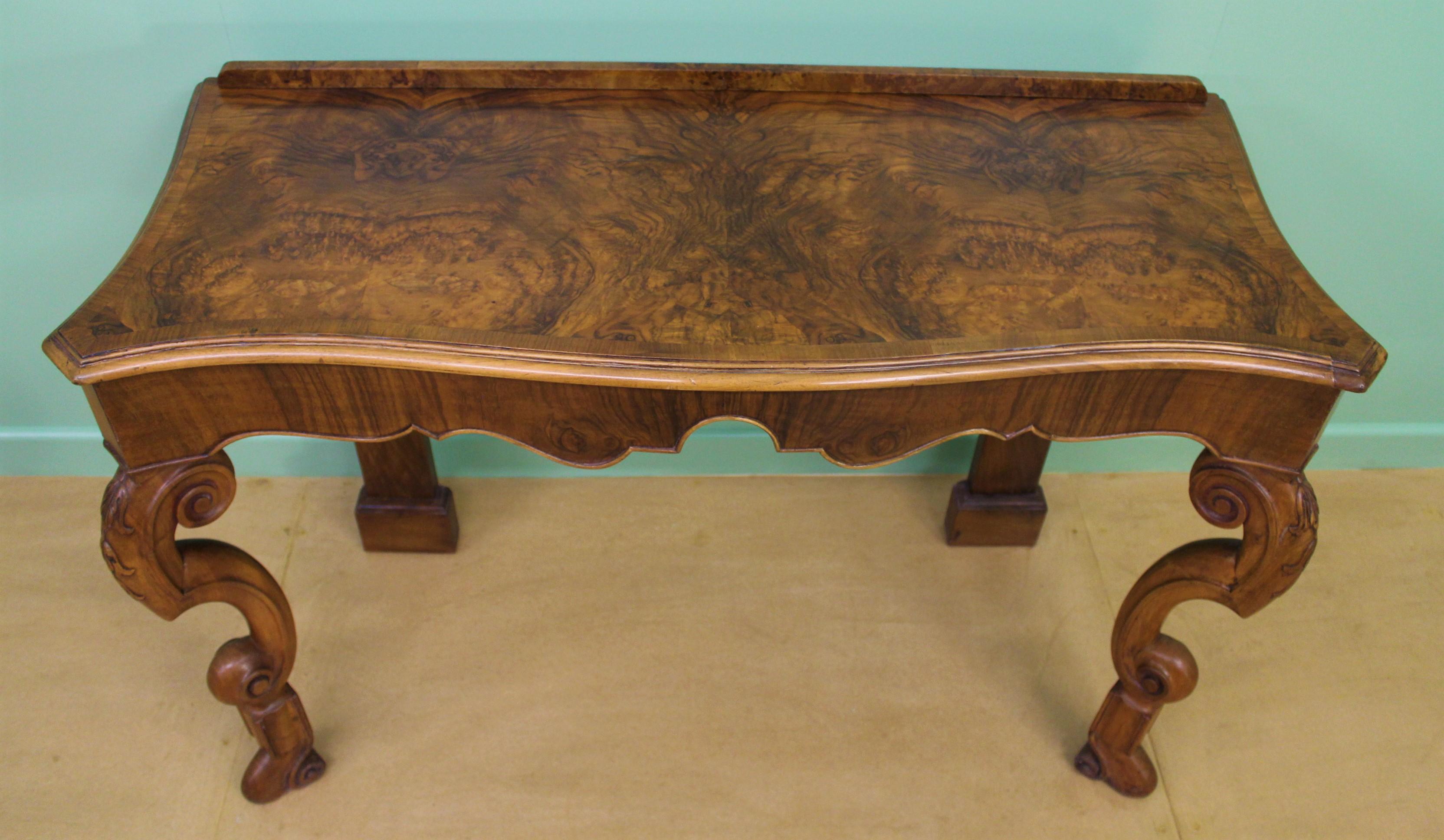English Pair of Burr Walnut Console Tables 2