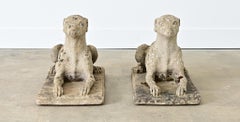 English Pair of Cast Stone Whippet Garden Statues