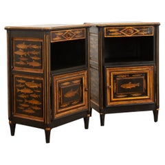 English Pair of Decoupage Bedside Cabinets