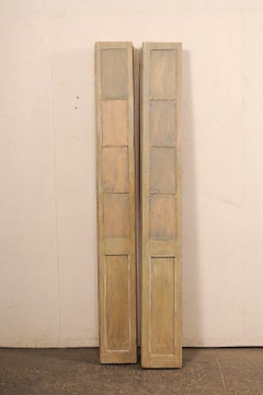 English Pair of Early 20th C. Mirror-Paneled Tall Wooden Folding Screens