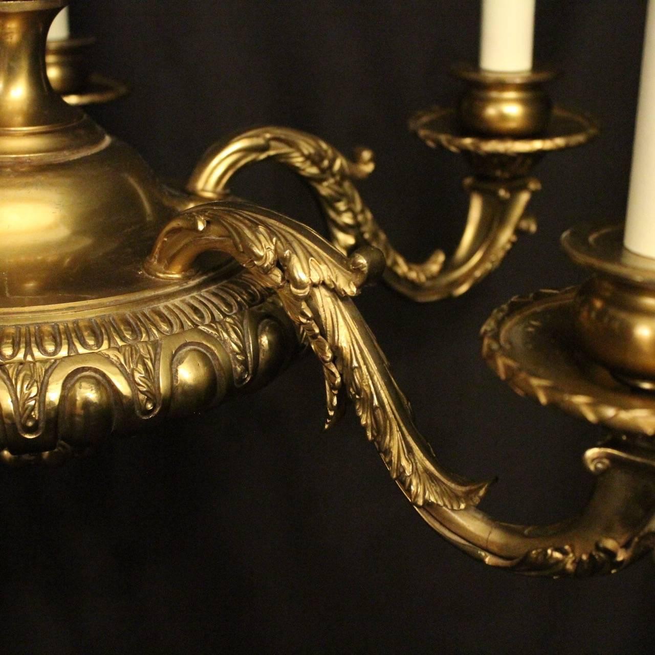 20th Century English Pair of Gilded Bronze Faraday & Son Antique Chandeliers