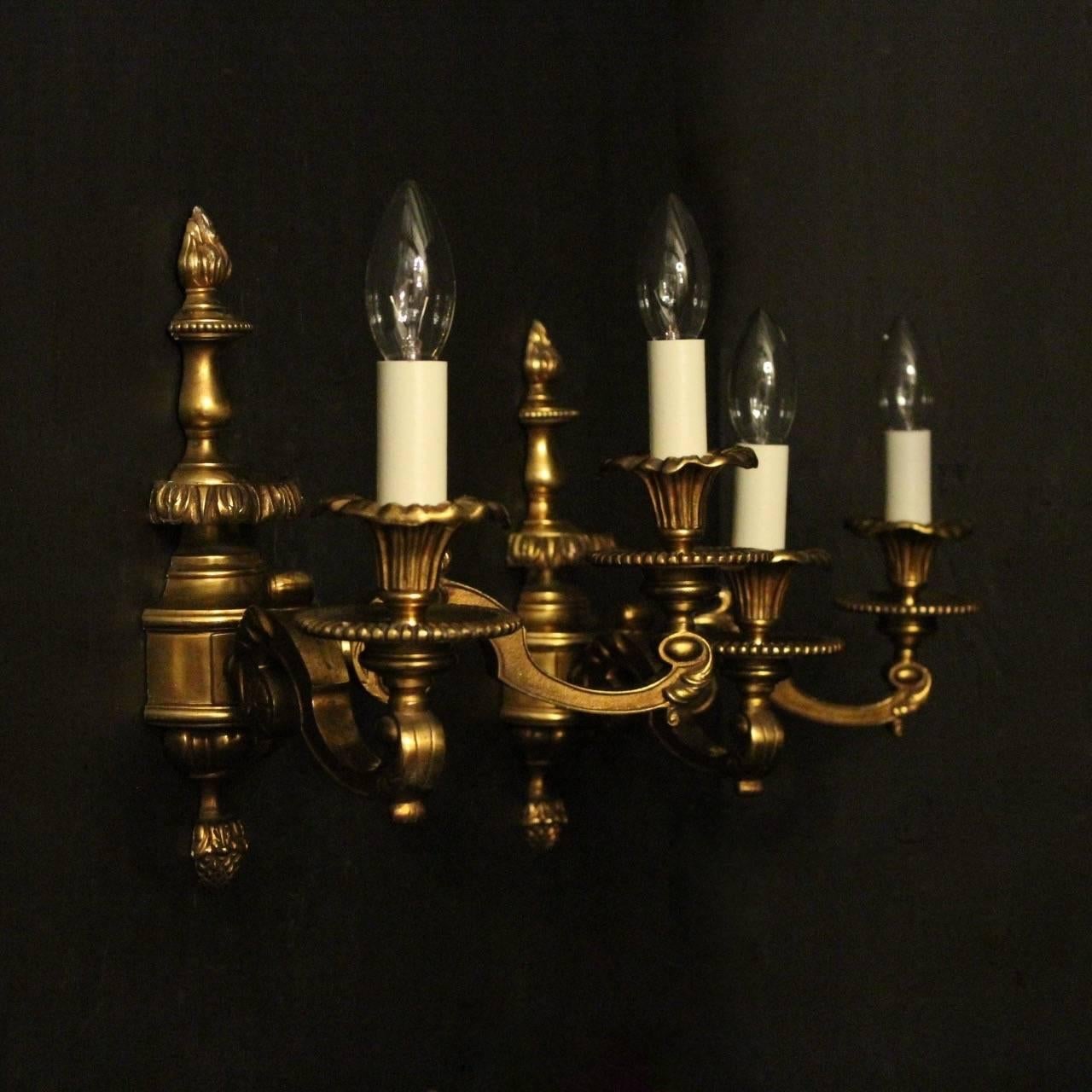 English Pair of Gilded Bronze Late 19th Century Antique Wall Lights 6