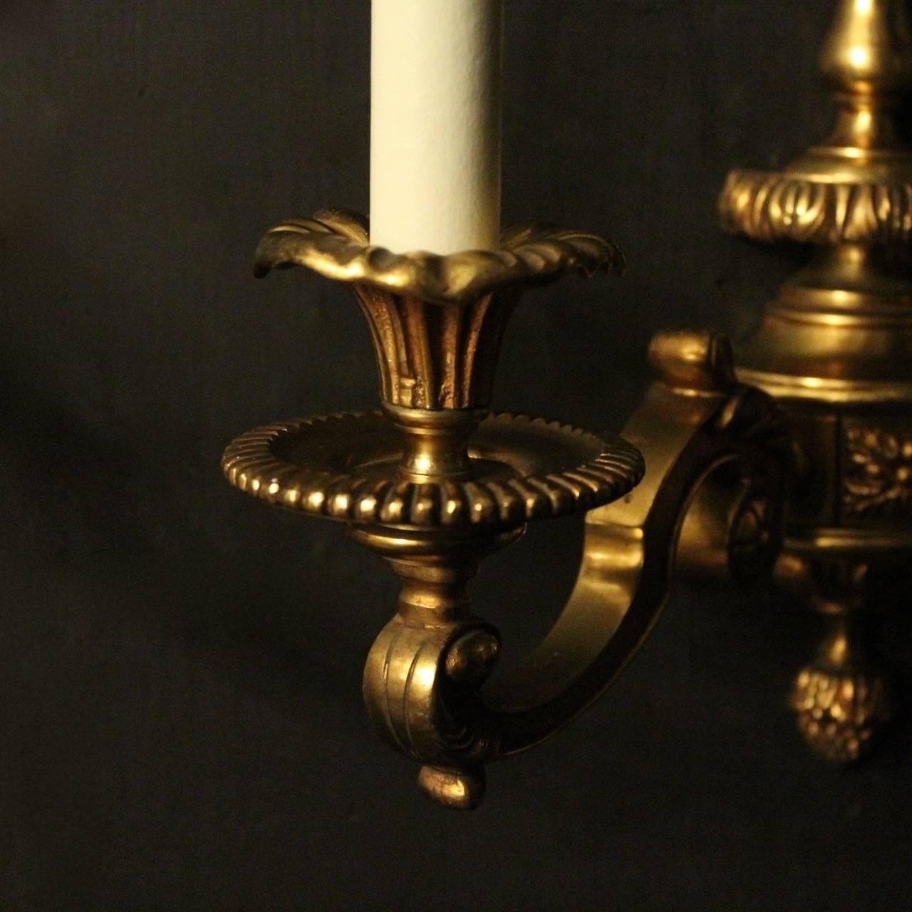 English Pair of Gilded Bronze Late 19th Century Antique Wall Lights 1