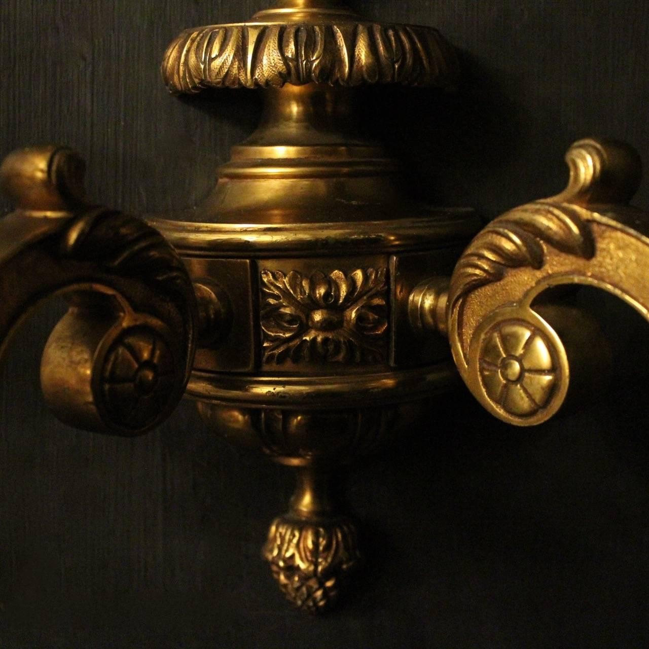 English Pair of Gilded Bronze Late 19th Century Antique Wall Lights 2